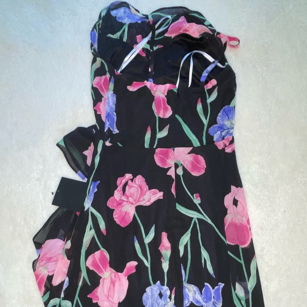Lulu’s Elegant Bliss Black Dark Floral‎ Print Ruffled Sleeveless Maxi Dress - Picture 5 of 10